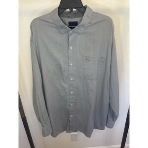 Tommy Bahama Long Sleeve Pebble Grey Shirt Mens Capeside Herringbone 2XB Flaw